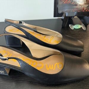 NEW WITH TAGS - Sam Edelman Black Leather Slingback Heels - never worn!